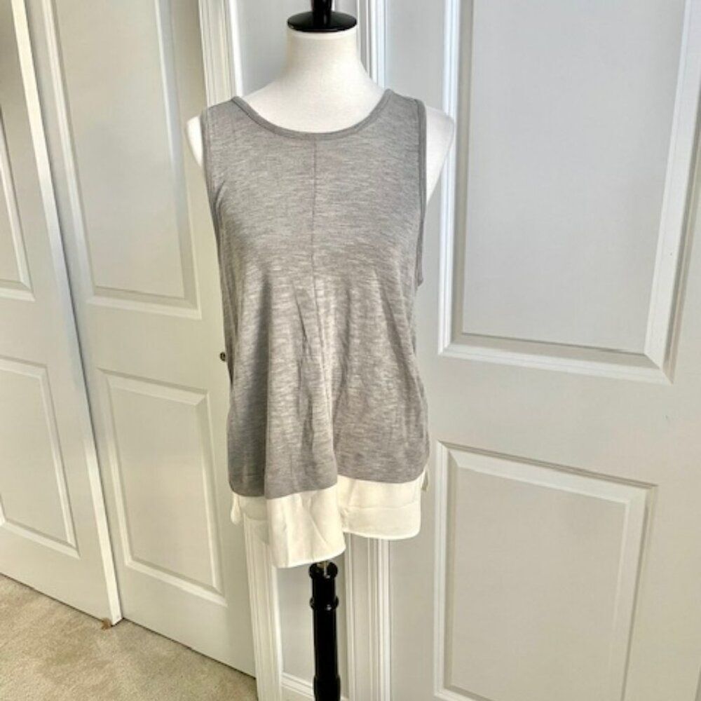 NWT J. Crew Gray and Cream Layered Tank Top Size Large